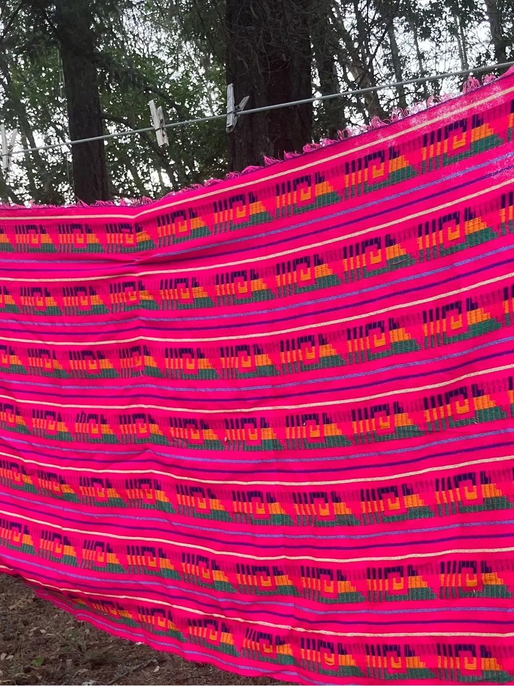 Hand woven shawl or blanket 74” x 31” machine loomed